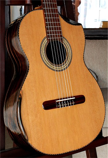 Moon Ebony B&S, Bellucci/Hauser braced Cedar top Concert guitar