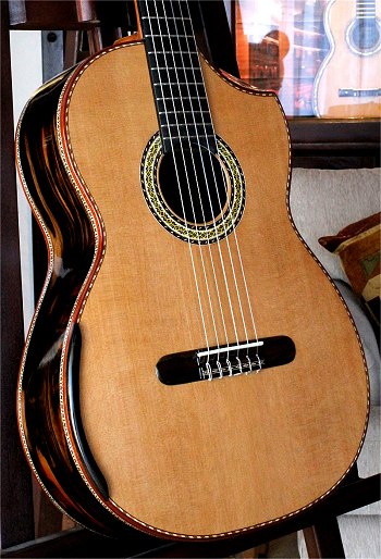 Moon Macassar Ebony B&S, Hauser braced Cedar top Concert guitar